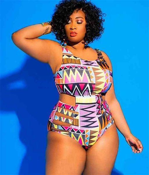 Plus Size Bademode Bandage Cut Out Badeanzug Damen Einteiliger Badeanzug Afrikanischer Print Monokin Großer Body Sexy Badeanzug 29156866