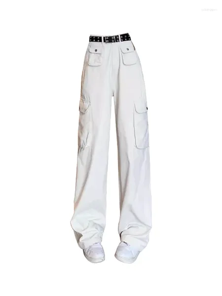 Damen Jeans Japanische Streetwear Harajuku Mode Baggy Weiße Cargohose Breite Hip Hop Lose Lässige All-Match-Hose Mori Girl Y2k