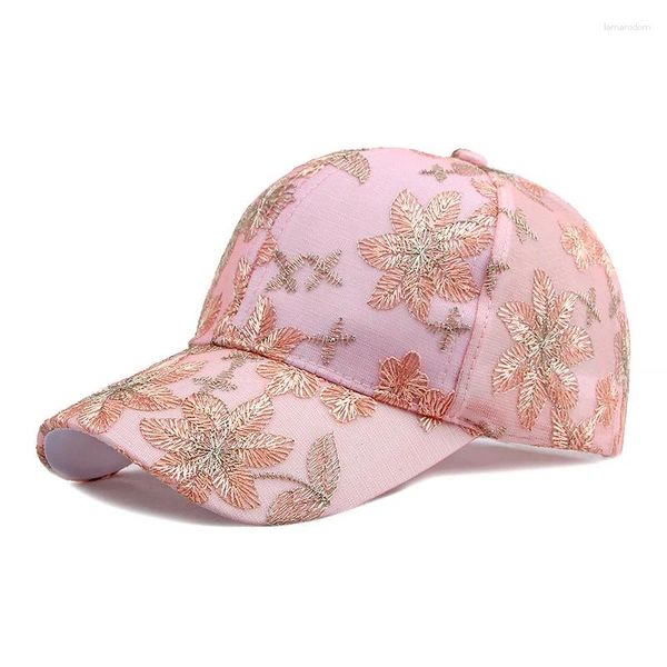 Berretti da baseball Berretto da baseball Cappello da donna Protezione solare estiva Becco curvo Fiori di pizzo Accessorio da spiaggia per adolescenti sportivi per le vacanze Hiphop