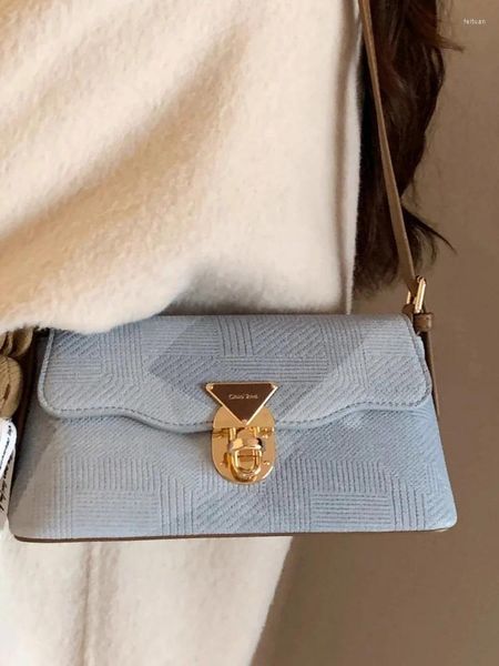 Сумки на плечо синего цвета под мышками, сумка в корейском стиле, модная винтажная женская сумка через плечо, современная сумка-мессенджер для девочек для дам