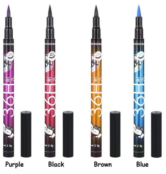 YANQINA 36H Matita per eyeliner nera a lunga durata Eyeliner impermeabile Sbavature Cosmetico Trucco di bellezza Penna per eyeliner liquido 4 Colo3481454