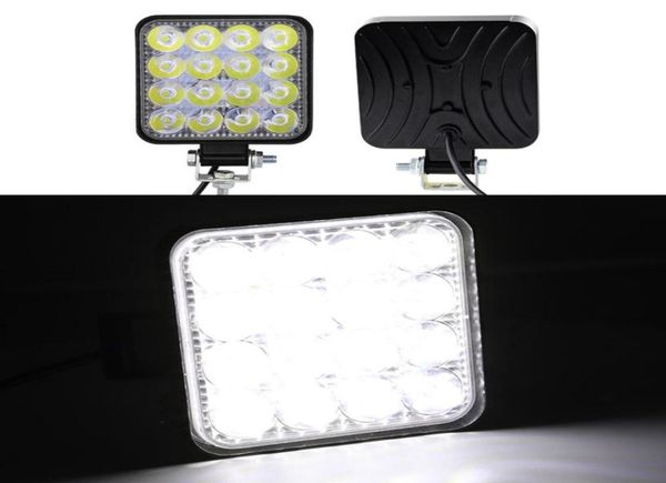 10pcslot mini 48w luz de trabalho 33 polegadas branco amarelo verde led luz de trabalho beam16led quadrado lâmpada offroad caminhão leve atv jeep suv7014922