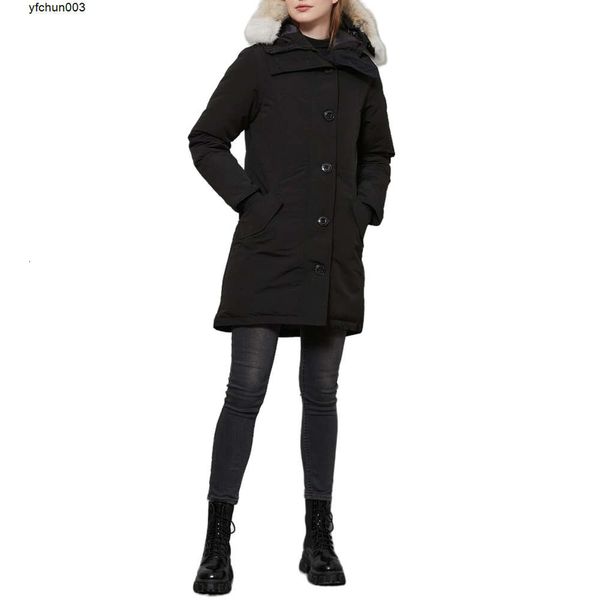 Gänsedaunenmantel Damen Winterjacken Echter Wolfspelzkragen Kapuze Outdoor Warme und winddichte Mäntel mit abnehmbarer Kappe Damen Parka Damen Oberbekleidung Jacke 808t