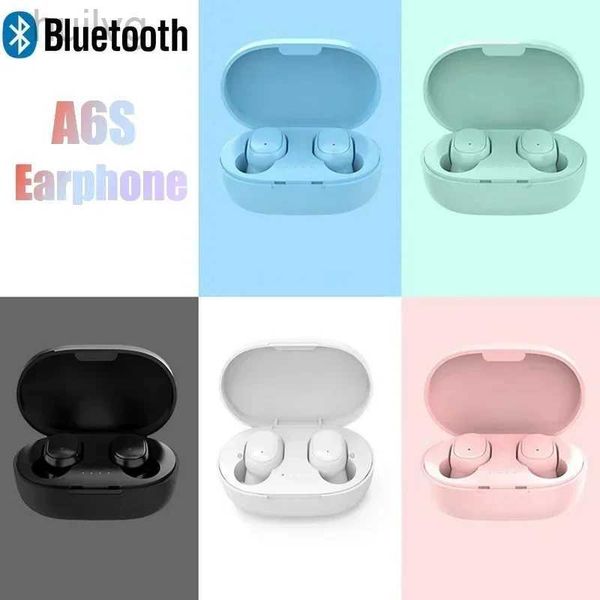 Cep Telefonu Kulaklıklar Orijinal A6S TWS Kulaklık Kablosuz Kulaklıklar Bluetooth Kulaklıklar Spor Stereo Fone Fone Bluetooth Huawei İPhone 24314