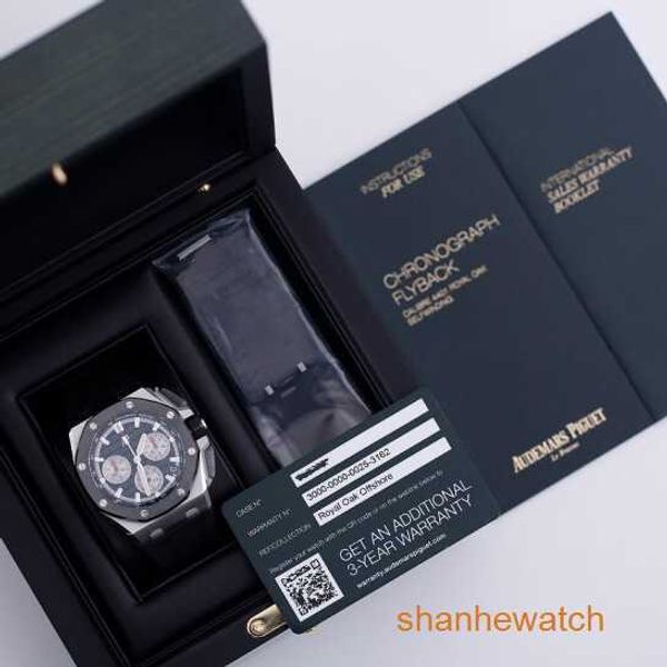 Мужские наручные часы AP Epic Royal Oak 26420SO с черной пластиной и хронографом. Мужские часы из тонкой стали. Автоматические швейцарские знаменитые часы. Роскошные часы с дисплеем даты.