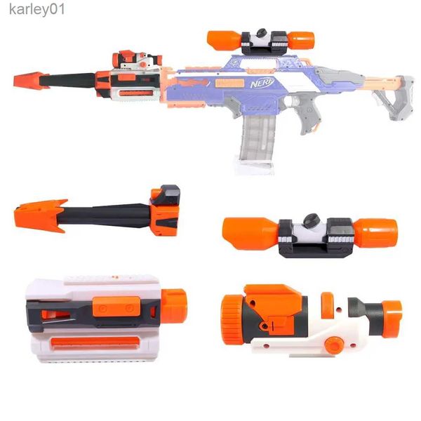 Kit de mods de atualização de brinquedos de armas para Nerf com lanterna tática tubo frontal decoração dispositivo de mira guia trilho corpo principal para armas de brinquedo yq240314