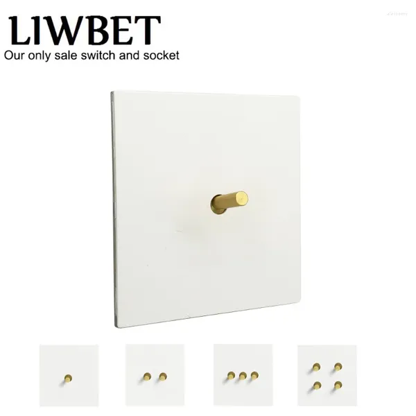 Controle Home Inteligente LIWBET Cor Branca 1 Gang / 2 3 4 Interruptor de alternância de parede e tomada de luz de painel de metal