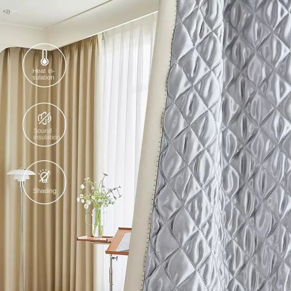 Cortinas modernas simples cor sólida 100% sombreamento completo quarto espessado à prova de vento cortinas quentes super isolamento acústico e redução de ruído