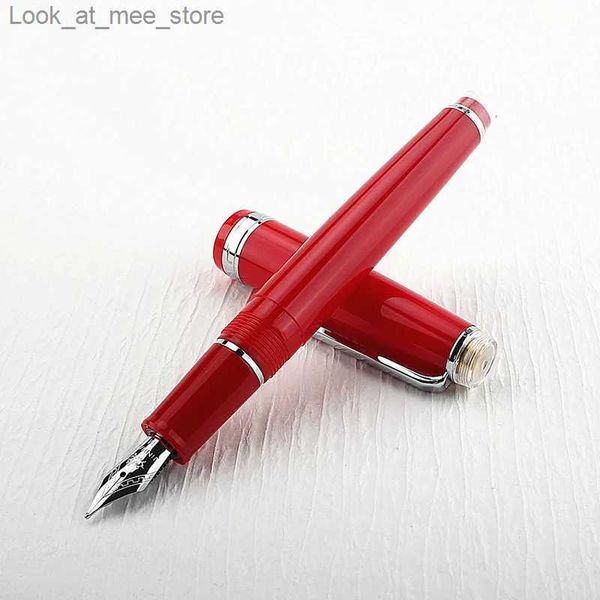 Canetas-tinteiro Canetas-tinteiro Jinhao 82 Caneta-tinteiro personalizada em acrílico vermelho EF/F/M/Bent Nib Golden Trim com conversor de caneta de escrita Q240314