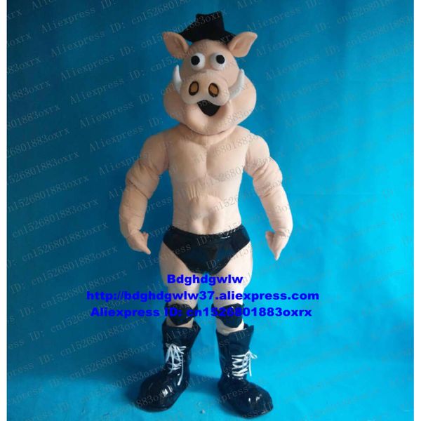 Trajes da mascote forte músculo porco mascote traje adulto personagem dos desenhos animados roupa terno imagem corporativa filme performances teatrais zx1194