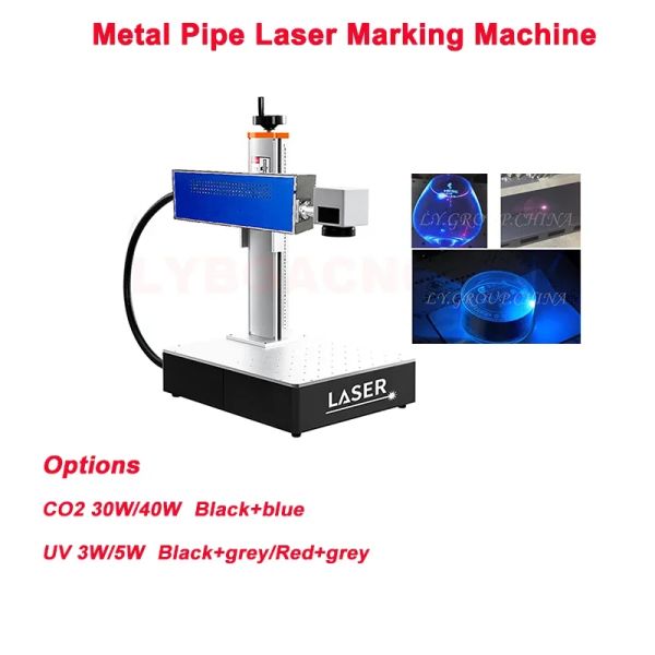 Ly Desktop tragbare ultraviolette Strahlen lila kaltes Licht UV CO2 Metallrohrlaser -Markierungsmaschine für universelle Materie Kristallglas