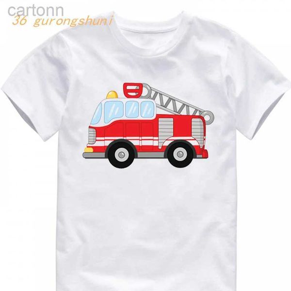 T-shirt abbigliamento per bambini kfire truck maglietta per bambini per ragazzi magliette scuolabus carino kawaii ragazza t-shirt top aereo per vestiti per ragazze ldd240314