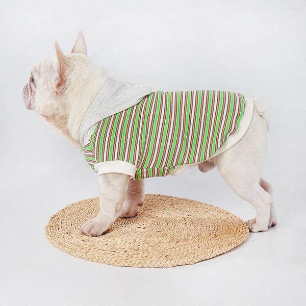 Одежда для собак, оптовая продажа, рубашки, хлопковая одежда для домашних животных с капюшоном в полоску, толстовка для собак