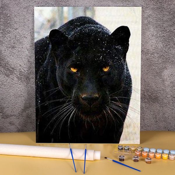 Número Animal Pantera Negra Colorir por Números Paintando Pacote Acrílico Tintas 40*50 Imagem por Números pinturas fotográficas para arte
