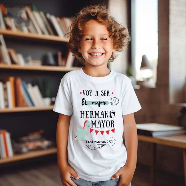 T-Shirts Ben Dünyanın En İyi Kardeş Olacağım Çocuk T-Shirt Kısa Kollu Mürettebat Boyun En İyi Erkek Baskı Çocuk Tshirt Çocuk Yaz Kıyafetleri LDD240314
