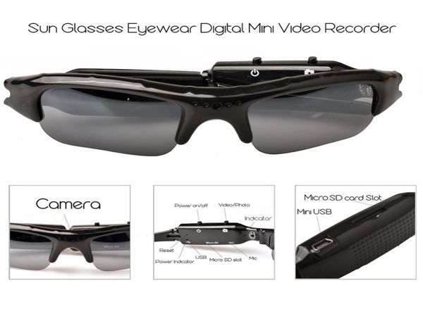 HD Mini Brillen Sonnenbrille Kamera Tragbare o Video Recorder Mini Sport Kamera DVR DV Camcorder Versteckte Fahrrad Skate Rekord Kameras6265800