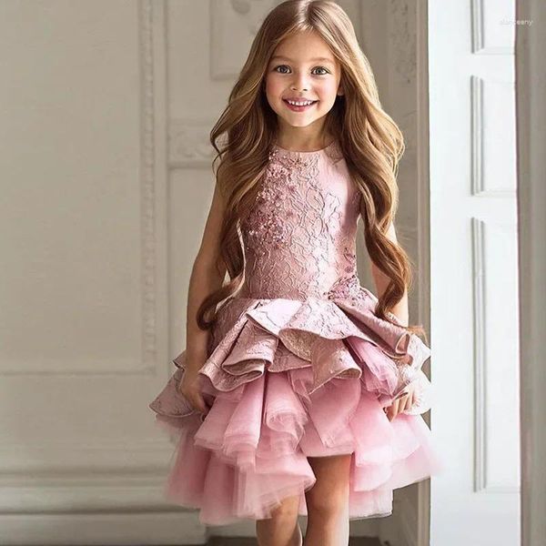 Vestidos de menina vestido infantil princesa flor criança casamento fofo saia curta