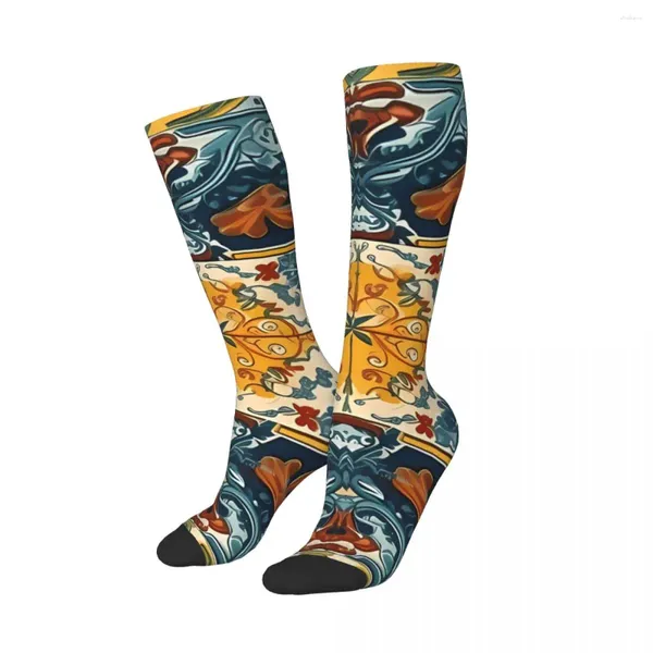 Мужские носки с андалузской плиткой, испанские керамические мужские и женские ветрозащитные носки, новинка весны, лета, осени и зимы, подарочные чулки