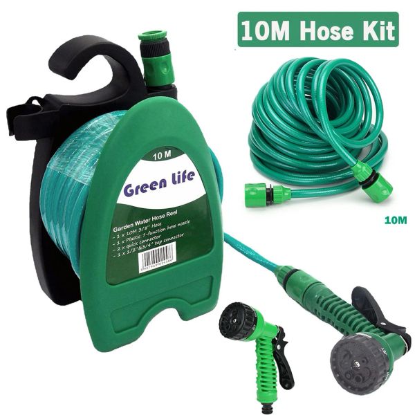 Carretéis 10m tubo de água de jardim 32ft mangueira de água mágica de alta pressão para irrigação de jardim carro mangueira de lavagem suporte de armazenamento kit de carretel