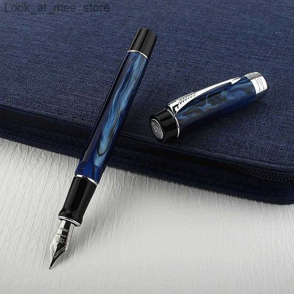 Перьевые ручки Перьевые ручки Jinhao Высококачественная перьевая ручка EF Nib Century 100 Elegant Galaxy Blue Smooth Iridium Fine Tip Q240314
