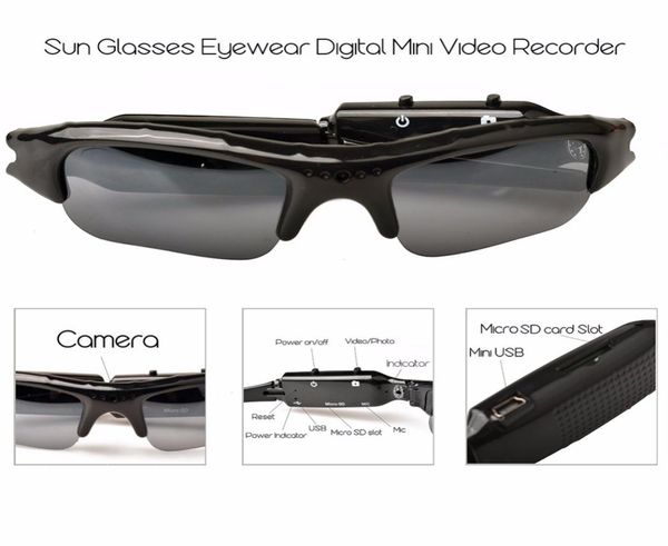 HD Mini Brillen Sonnenbrille Kamera Tragbare o Video Recorder Mini Sport Kamera DVR DV Camcorder Versteckte Fahrrad Skate Rekord Kameras5018767