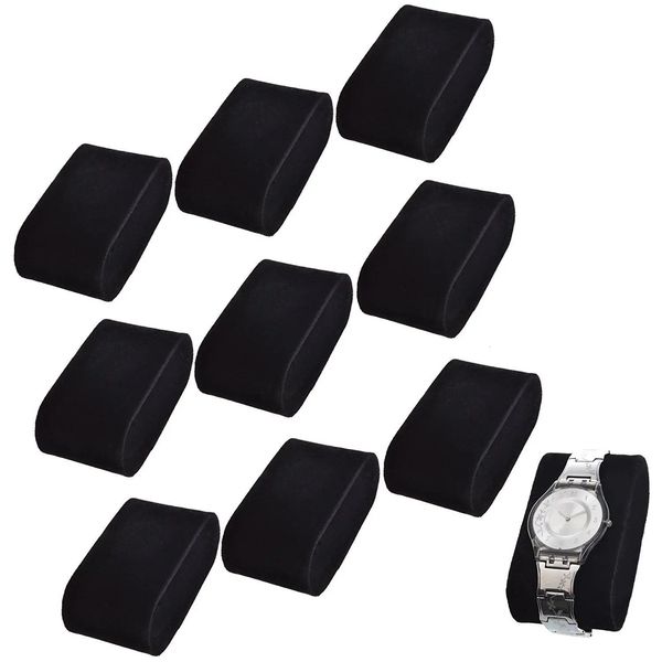 10 pezzi di orologi portatili durevoli all'ingrosso cuscini display orologi bracciali display cuscinetti scatole di immagazzinaggio staffe cuscinetti in bianco e nero 240314