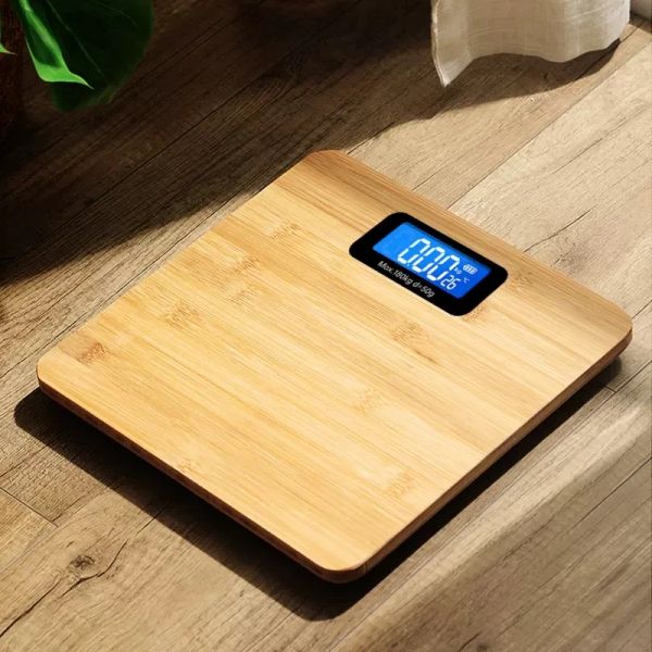 Весы 2023 для домашнего использования, деревянные весы с защитой от падения, бытовые точные умные весы для измерения жира, электронные светодиодные цифровые весы для ванной комнаты