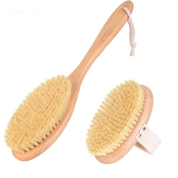 Scrubber TREESMILE Spazzola esfoliante secca in sisal naturale Spazzola per massaggio in legno per il corpo Spazzola per massaggio in fibra vegetale cactus D30