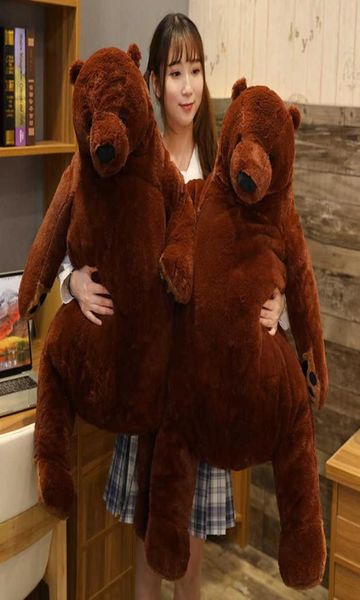 60cm100cm Brown Bear Djungelskog Peluş Yastık Dolgalı Hayvan Teddy Peluş Ayı Oyuncaklar Kız Vip Drop 210706971471