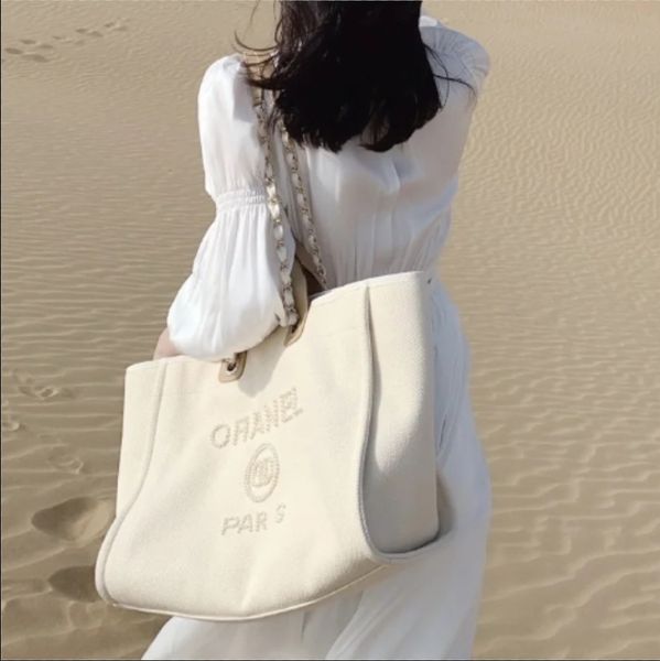 Moda feminina bolsa de praia bolsa de ombro bolsa de marca de lona bolsa de compras de luxo tote linho pérola impressão crossbody bolsa de viagem bolsa de computador sacola