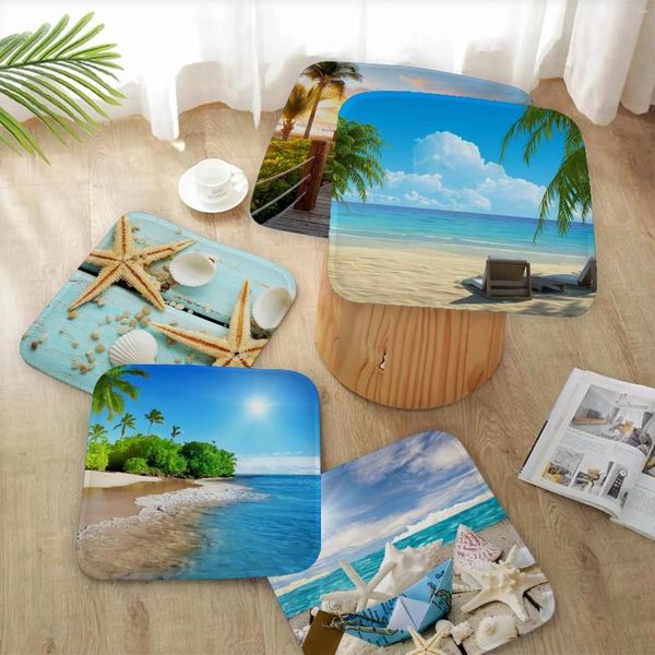 Yastık plaj manzarası deniz kabukları denizyıldızı modern minimalist stil koltuk ofis taburesi ped sünger kanepe matı kaymaz