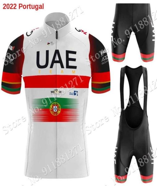 Conjuntos de camisa de ciclismo 2022 emirados árabes unidos portugal conjunto de camisa de ciclismo dos homens roupas de verão camisas de bicicleta de estrada terno bib shorts mtb maillot 8320187