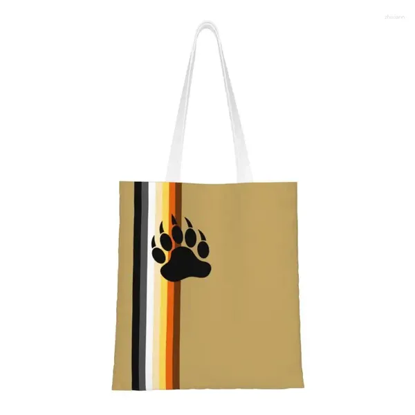 Einkaufstaschen Gay Bear Flag GLBT Einkaufstasche Lustige bedruckte Leinwand Shopper Schultertasche Große Kapazität LGBT Lesbische Handtasche