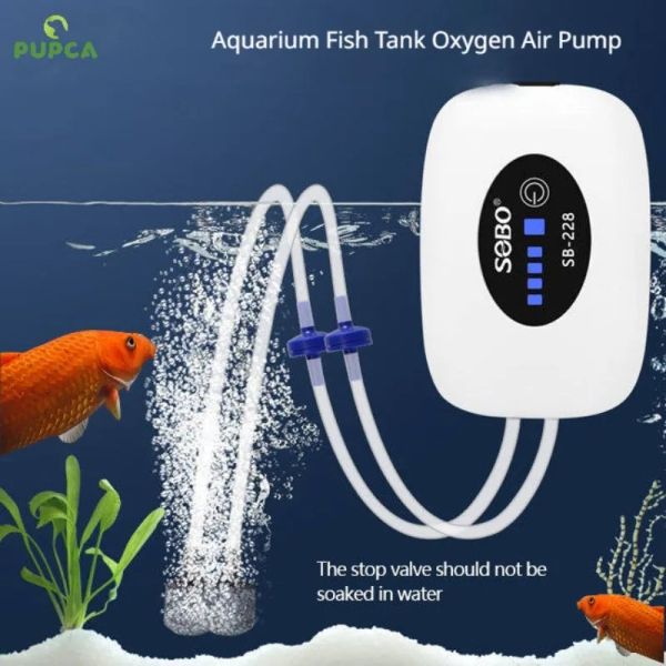 Accessori PUPCA Acquario Acquario Ossigeno Pompa d'aria Compressore Ricarica USB silenziosa con batteria Ossigenatore da pesca portatile 6000mA All'aperto