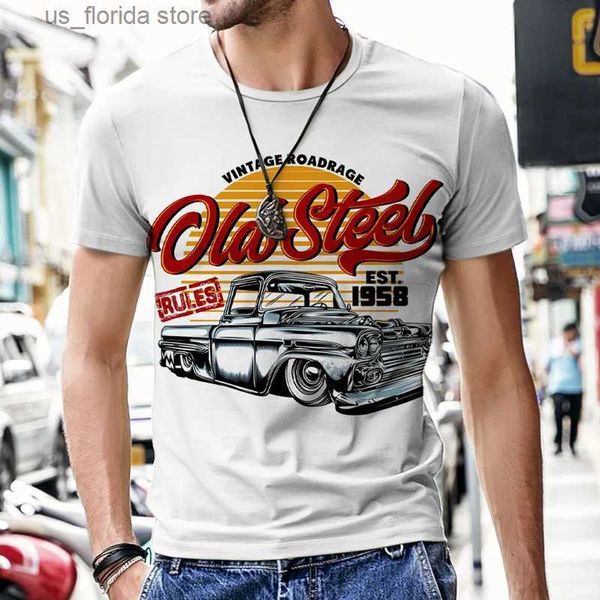 Herren T-Shirts Tops Herren T-Shirts Vintage Car Design Harajuku Sportswear 2022 Neue kurze Slve Luxus Mode Hot O Neck Trainingsanzug Strt Ts Y240314