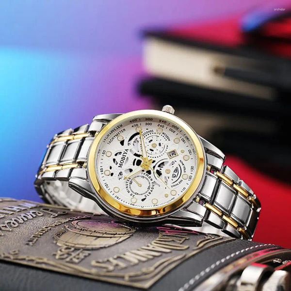 Наручные часы Кварцевые часы Изысканные мужские наручные часы с ночным светом Отображение даты Высокоточный ремешок из сплава Формальный бизнес