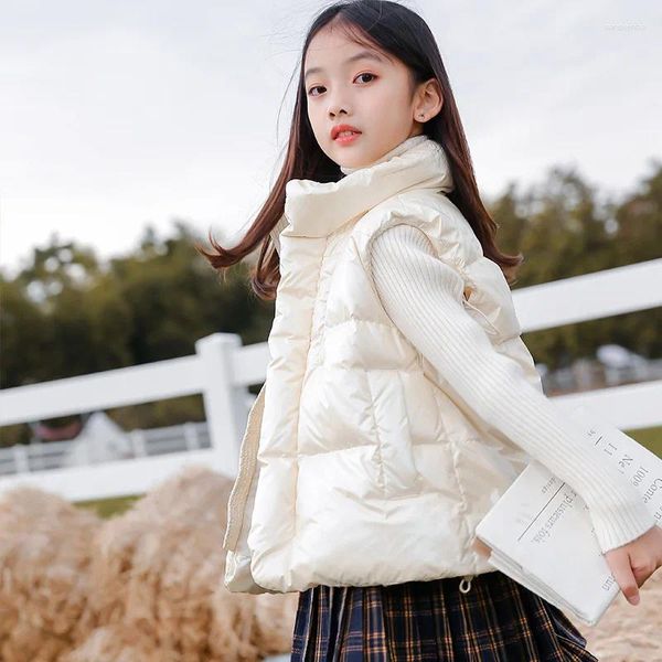 Casaco para baixo outono inverno sem mangas jaquetas moda estilo leve casacos crianças adolescentes diário casual princesa outerwear roupas