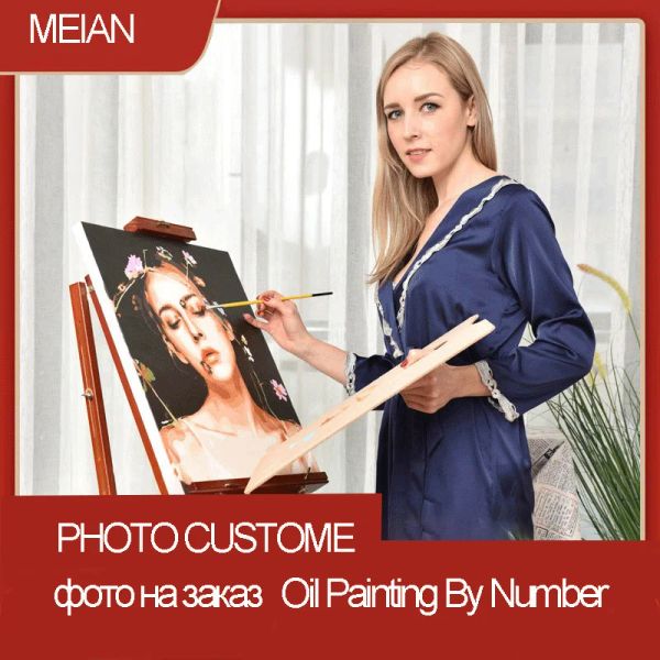 Número foto pintura a óleo personalizada por números kit tintas a óleo 50*70 paiting por números pinturas decorativas artesanato para artesanato