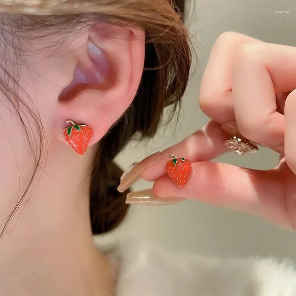 Ohrstecker Tropfendes Öl Erdbeerfrucht Für Frauen Mädchen Korea Swe Et Mode Pendlerschmuck