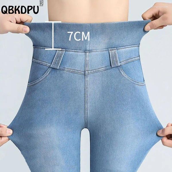 Jeans femininos super cintura alta estiramento lápis mulheres tamanho grande 26-38 casual magro vaqueros lavagem magro denim calças primavera cowboy spodnie