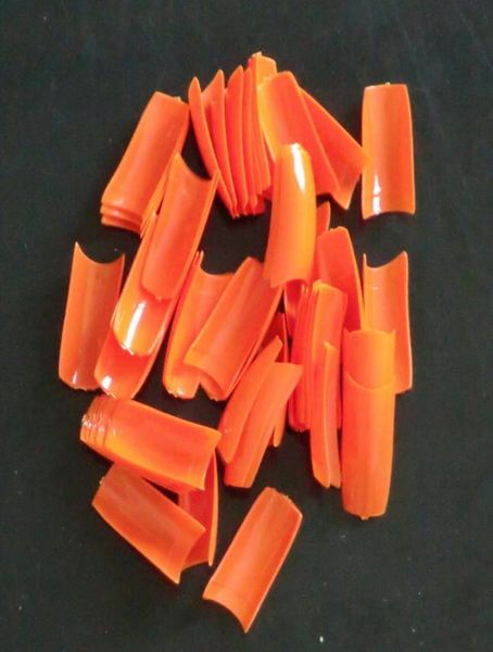 500pcsbag yanlış tırnaklar turuncu renk diy yapay Fransız manikür akrilik tırnak uçları kızlar için sahte tırnak ucu sanat