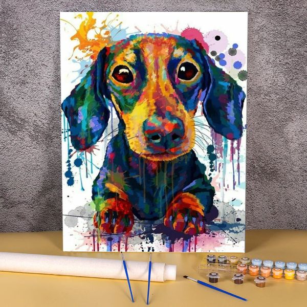Numero colorare per numero su animali da fibra chimica animali graziosi per cani pittura per bambini decorazione per la casa arte fatta a mano
