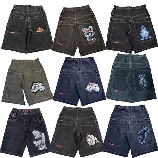 Herren-Jeans, Designer-Denim-Shorts, Hip-Hop, dunkler und schrulliger Stil, bedruckte Denim-Shorts, Persönlichkeit, gerades Bein, weit