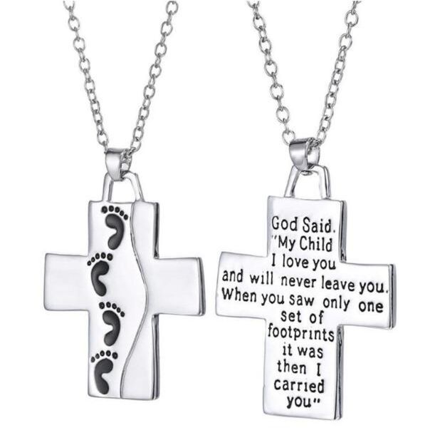 2018 Fuß-Jesus-Kreuz-Halskette mit Buchstaben „Mein Kind, ich liebe dich“-Anhänger, Modeschmuck, Geschenk für Frauen und Kinder. 4981331