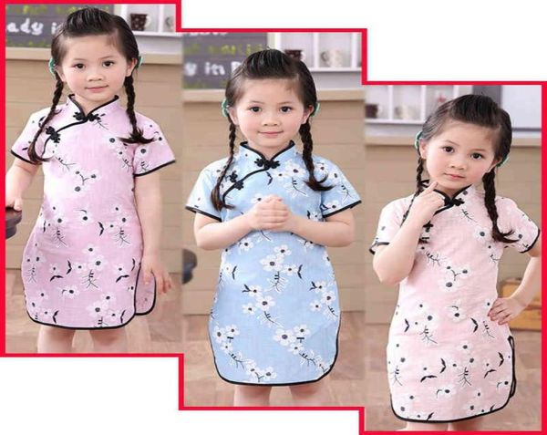 Plum Club Flower neonate vestono bambini tradizionali cinesi Abiti Qipao per ragazza Cheongsam LinenClothes Bambini Abiti Top 216630166