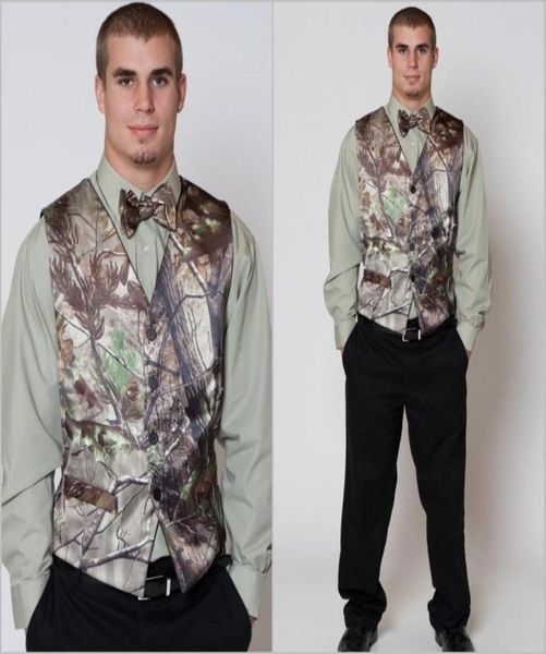 Realtree Camo Erkek Yelek Dört düğmeli erkekler için smokin yelek takım elbise kamuflaj özel erkek düğün yeleği damat için damat için 480744