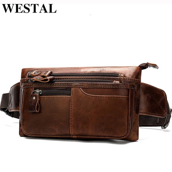 WESTAL Herren Taille Taschen Echtes Leder Gürtel Tasche Fanny Pack Männlichen Geld Hüfte Mann Gürtel Beutel 8953 240308