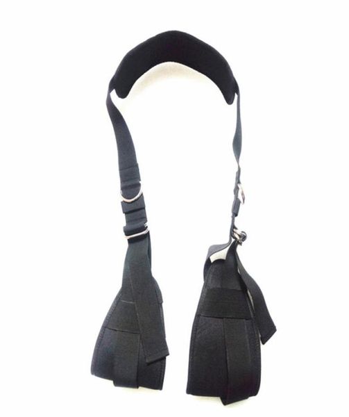 Giocattoli per adulti Nylon Coscia Riposo Sling per il sesso Lady Gamba aperta Cintura per cintura Penetrazione Posizione Aiuto Buon aiuto per le coppie Nero BXB297 Discree9731539