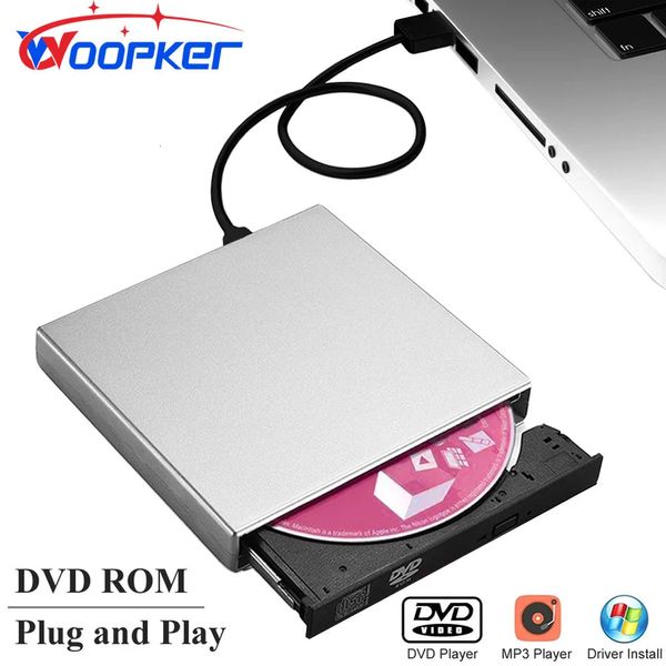 Woopker leitor de dvd externo vcd cd mp3 leitor usb 2.0 portátil ultra-fino dvd drive rom para computador portátil desktop portatil 240229