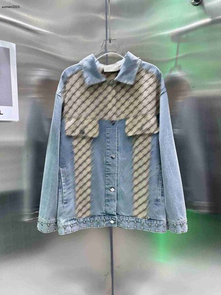 Marka Ceketleri Kadın Denim Ceket Tasarımcı Ceket Sıradan Moda Logosu Uzun Kollu Patchwork Denim Tasarım Palto 15 Mar 15